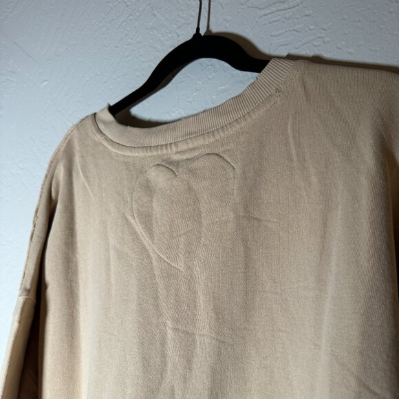 FREE PEOPLE Eleanor Slouchy Neutral Semolina Combo Sweatshirt Dress Size L NWT - Picture 8 of 9